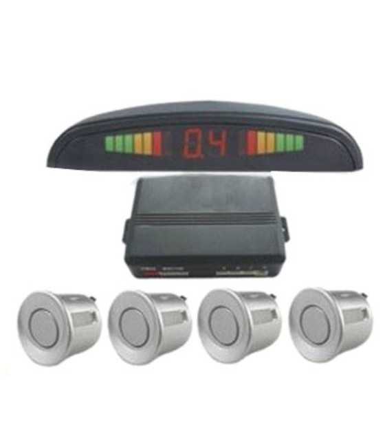 Silver 4 Point Rear Reverse Parking Sensor Kit With Speaker Buzzer