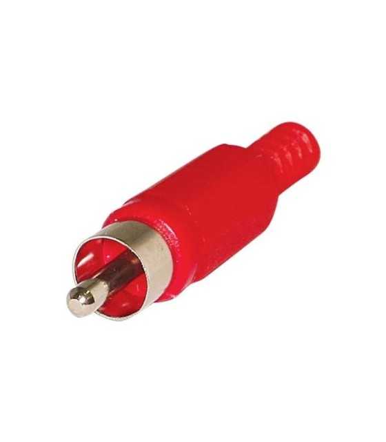 RCA Male Solder Connector with Strain Relief - Plastic - Red