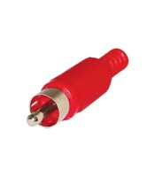 RCA Male Solder Connector with Strain Relief - Plastic - Red