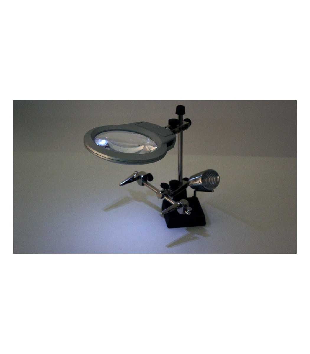 Welding Magnifying Glasses 5 LED Lights 2.5X 7.5X 10X Lens Auxiliary Clips Magnifier