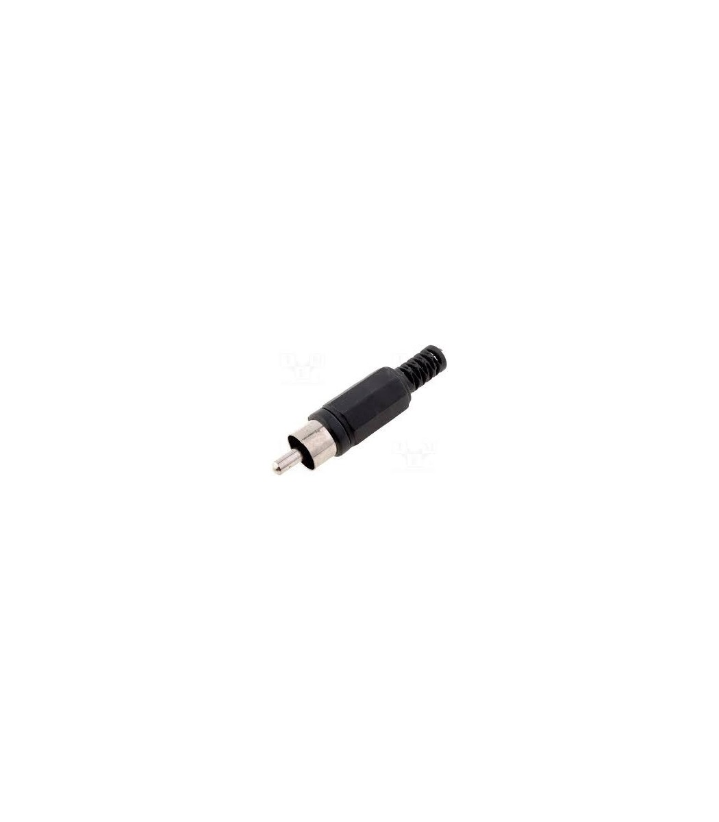 RCA Male Solder Connector with Strain Relief - Plastic BLACK