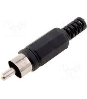 RCA Male Solder Connector with Strain Relief - Plastic BLACK