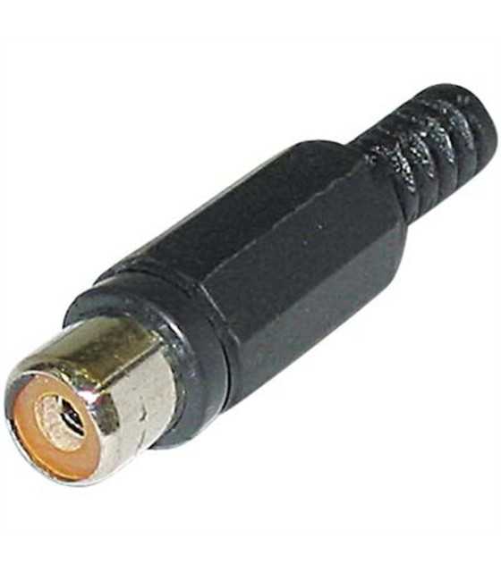 RCA Female Solder Connector with Strain Relief - Plastic - Black