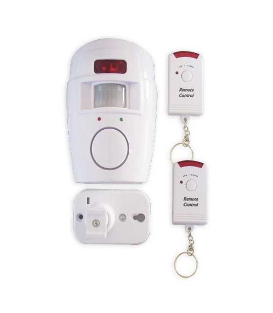 Wireless alarm with motion detector and two remotes
