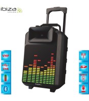 Преносима озвучителна система 8/20cm 120W с LED панел и VHF микрофон, от Ibiza Sound.