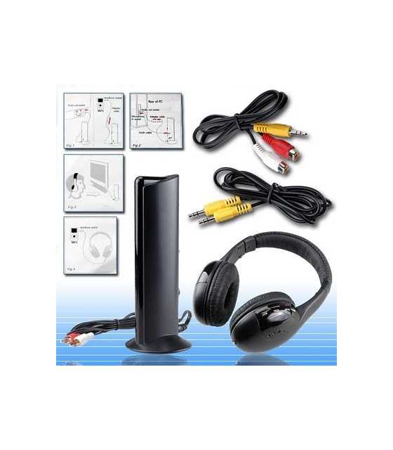 MH2001 5-in-1 Wireless Headphones +Microphone Emitter &amp; FM Radio