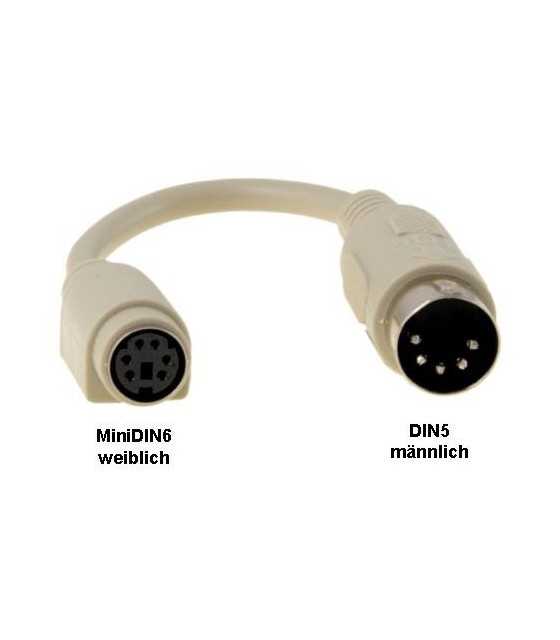 CABLE DIN5 MALE TO - PS2 PIN FEMALE, KEYBOARD