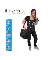 Ibiza Sound PORT85UHF portable rechargable PA system with USB/MP3/SD, Bluetooth with 2 VHF Wireless Microphones.