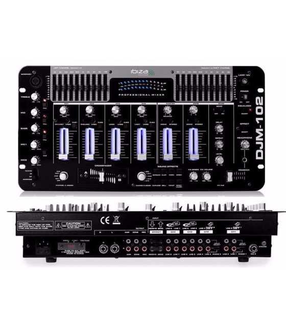 19\\&quot; Rank mounted mixer 6-Channel - 12 inputs