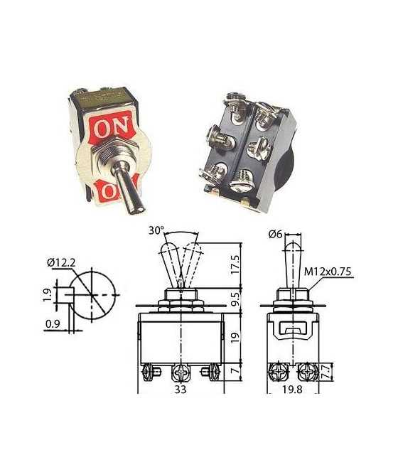 BIPOLAR TOGGLE SWITCH ON-ON 10A/250V 6P ST-1561 (T-1329)