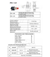 Бутонен превключвател, бутон, OFF - (ON), отвор ф12, 2A/250VAC, SPST