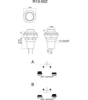 R13-502A ΜΠΟΥΤΟΝ ΣΤΡΟΓΓΥΛΟ 12mm 2 ΕΠΑΦΩΝ PUSH ONΔΙΑΚΟΠΤΕΣ