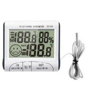 DIGITAL THERMOMETER-HUMIDITY MONITOR WITH SENSOR +CLOCK DC10..