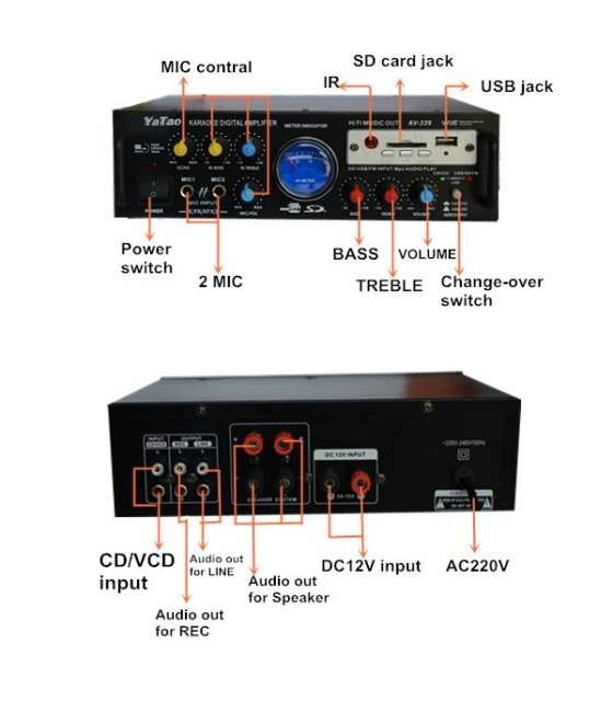AV-339 USB SD FM KARAOKE Amplifier Support Microphone Digital Screen With Remote Control