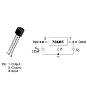 Интегрална схема 78L05, линеен стабилизатор на напрежение, 5V/0.1A,TO92