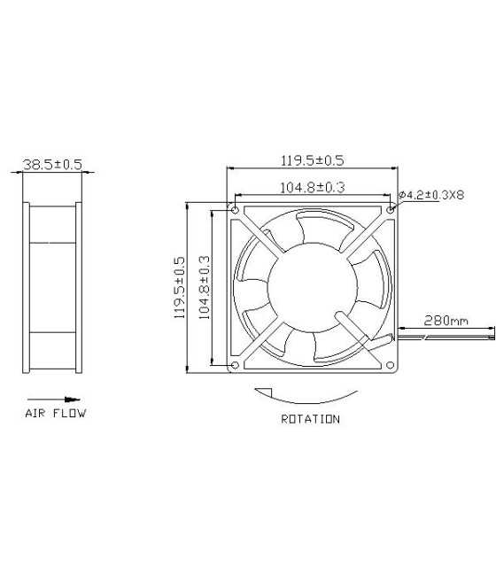 Вентилатор аксиален 120×120X38mm 24V DC