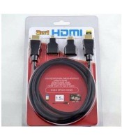 3 in 1 HDMI to Mini HDMI Micro ΚΑΛΩΔΙΟ HDMI 1.4 3D ΑΡΣΕΝΙΚΟ ΣΕ ΑΡΣΕΝΙΚΟ 1,5M + MINI + MICROHDMI