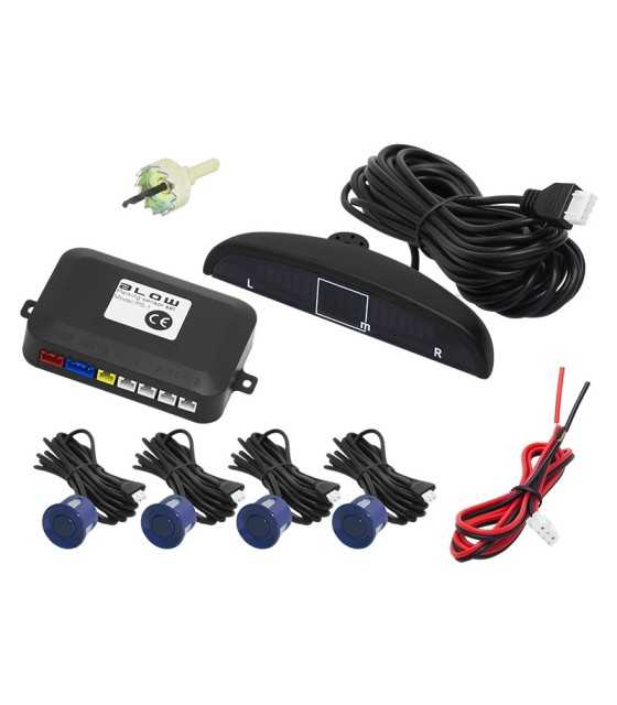LED Display Car Parking Sensor Radar System Alarm Audio Reversing 4 Set Blue