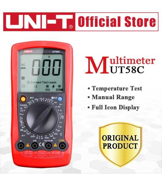 LCD Digital Multimeter DC/AC Volt Amp Ohm Capacitance Tester Meter UT58C