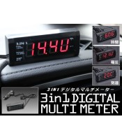 Автомобилен дигитален часовник с волтметър и термометри за 12V/24V