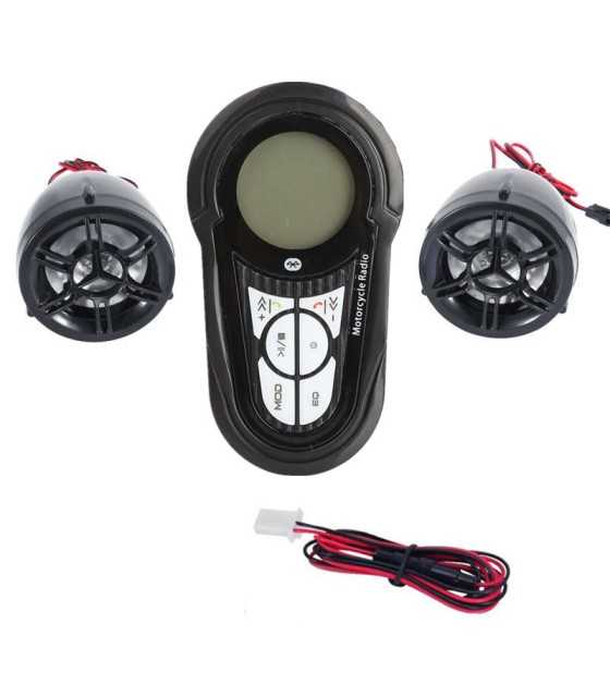 Waterproof Motorcycle Audio Radio Sound System Stereo Speakers MP3 USB Bluetooth