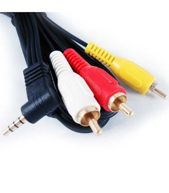 videoCABLE 3.5mm MALE 4C TO 3 MALE RCA 1.5m