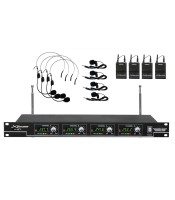 XS-MP-4 VHF wireless system with 4 tie and 4 head microphones