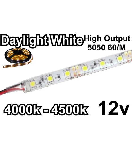 DC12V LED strip 5050 flexible light 60led/m,5m/lot Neutral White 4000K