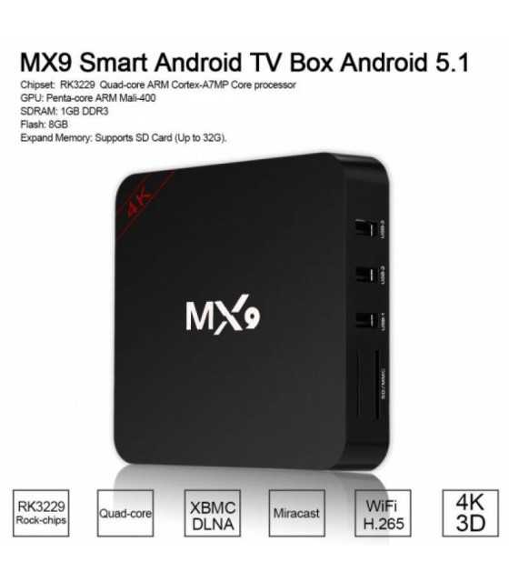 MX9 Smart Box TV Android ANDROID TV BOX MX9 4K 5.1 Quad Core