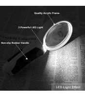 2 LED Magnifier 16x and 5x Main Lens Interchangeable Type Power Illuminated Handheld