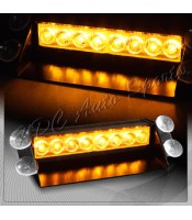 8 LED Amber & Yellow Emergency Warning Dashboard Flash Strobe Light Universal 3