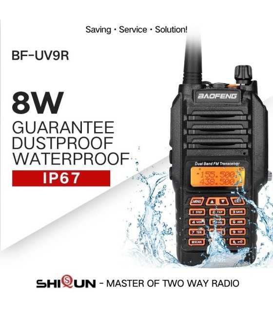 BAOFENG-UV-9R Walkie Talkie IP67 Waterproof Dual Band 136-174 / 400-520MHz 8W