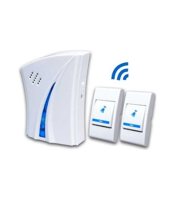 2 Plug-In Wireless Digital Doorbell Transmitter + Double Receiver Set w/ Battery V003AB