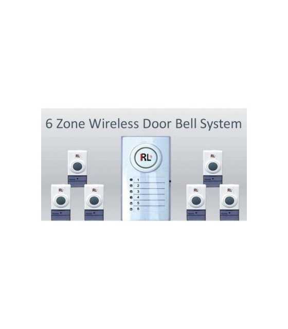 6 Zone Wireless Doorbell System Security Alarm Burglar System