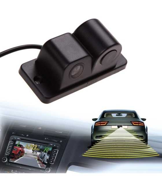 Universal 2 in 1 Car Parking Sensors Rear View Backup Camera High Clear Night Vision Reversing