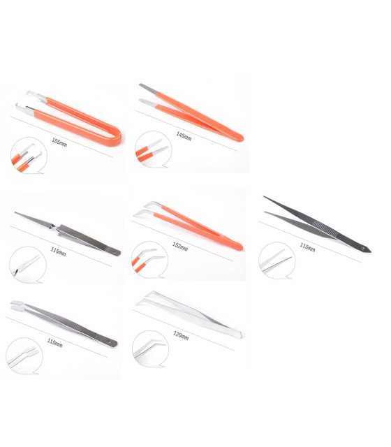 Details about 7 pcs Precision Tweezers set for Nail Hair Eyebrow Plucker Beauty Slanted Tip