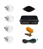 White 4 Point Rear Reverse Parking Sensor Kit Parking Aid with Buzzer