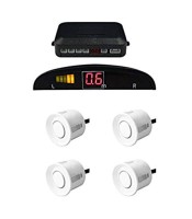 White 4 Point Rear Reverse Parking Sensor Kit Parking Aid with Buzzer