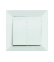 2-gang one-way light switch, complete set, white, 10A, 250VAC