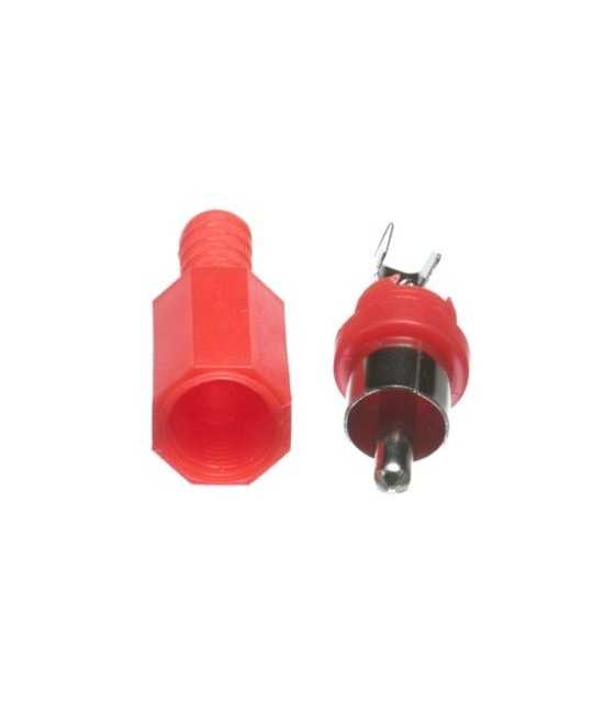 RCA Male Solder Connector with Strain Relief - Plastic - Red CC-006R