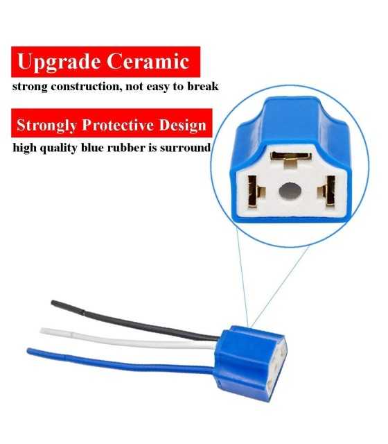 Socket H4 Wiring Harness HB2 9003 Pigtail Heavy Duty 14AWG Ceramic Plug Adapter