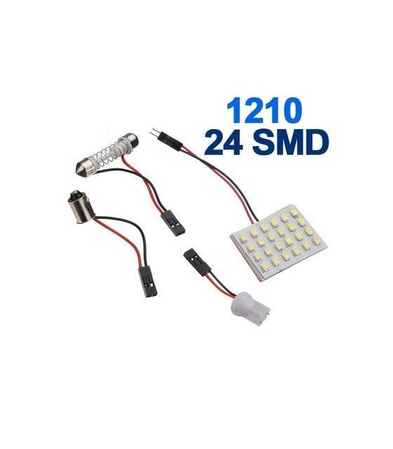 24 LED White Car Brake Lamp w/ T10 / BA9S / Festoon