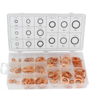 180PCS Solid Copper Washers Sump Plug Assorted Engine Seal Washer Set Box