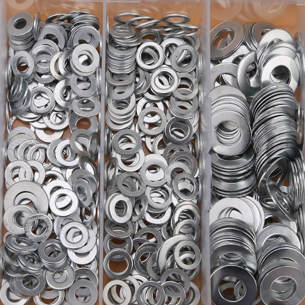 900pcs M3/M4/M5/M6/M8/M10 Metal Washers Assorted Kit Flat Ring Plumbing Seal For 