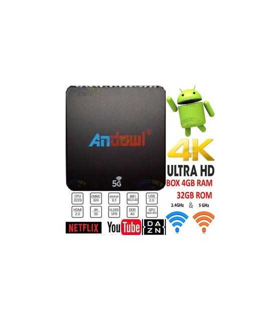 SMART TV BOX ANDOWL Q-M6 ANDROID 8.1 4K 4GB RAM 32 GB ROM IPTV 5G DUAL BAND