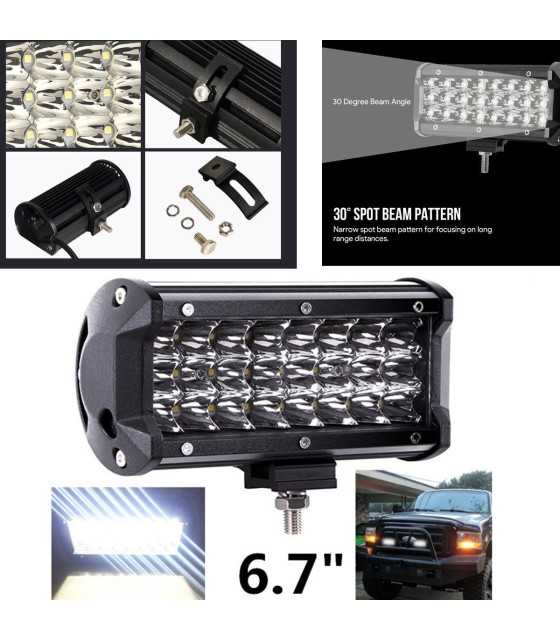 6.7 Inch 72w 3 Row 6000k Work Light Bar Spot LED for Offroad Truck