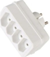 4-way Power plug, 1x earthed to 4x two pole sockets, 5A, 250VAC, white