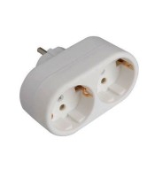 2-way Power plug with earthing, 16A 250VAC, white