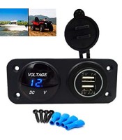 boat - Motorcycle Auto Dual Usb Charger Adapter With Volt Meter