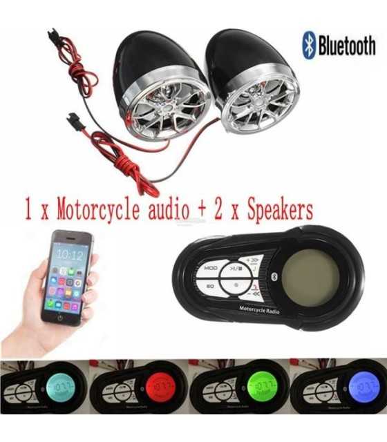 Waterproof Motorcycle Audio Radio Sound System Stereo Speakers MP3 USB Bluetooth
